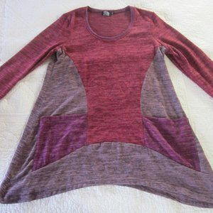 Art of Cloth Top S Red/Purple Pockets Tunic